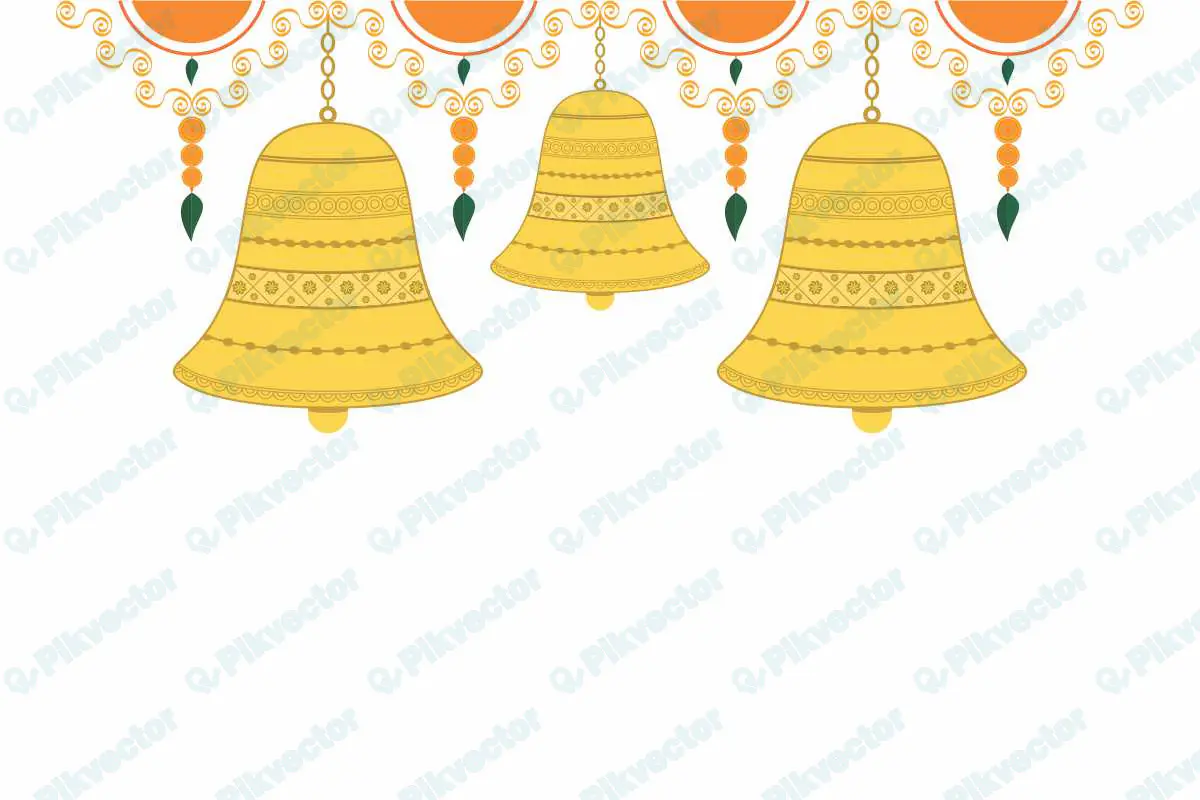 Golden bell hanging hindu decoration vector image