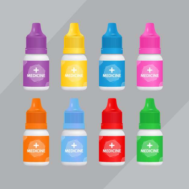 3d drops bottle in multicolors vector