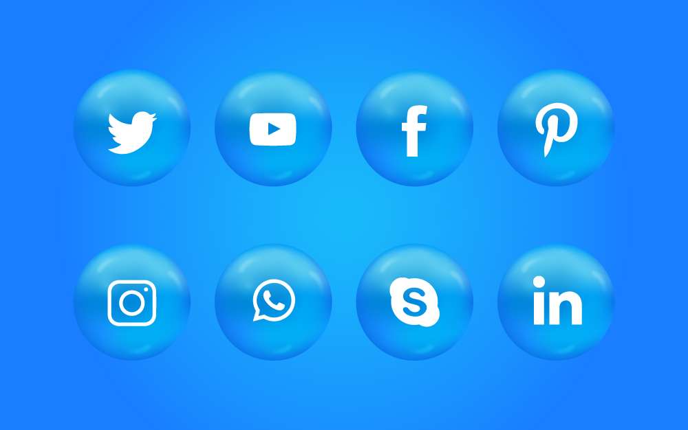 Glossy social media icons set