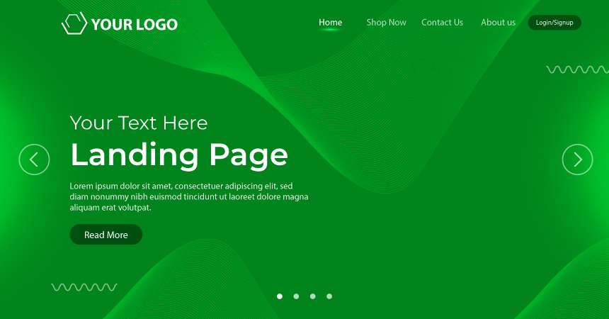 Attractive landing page for website