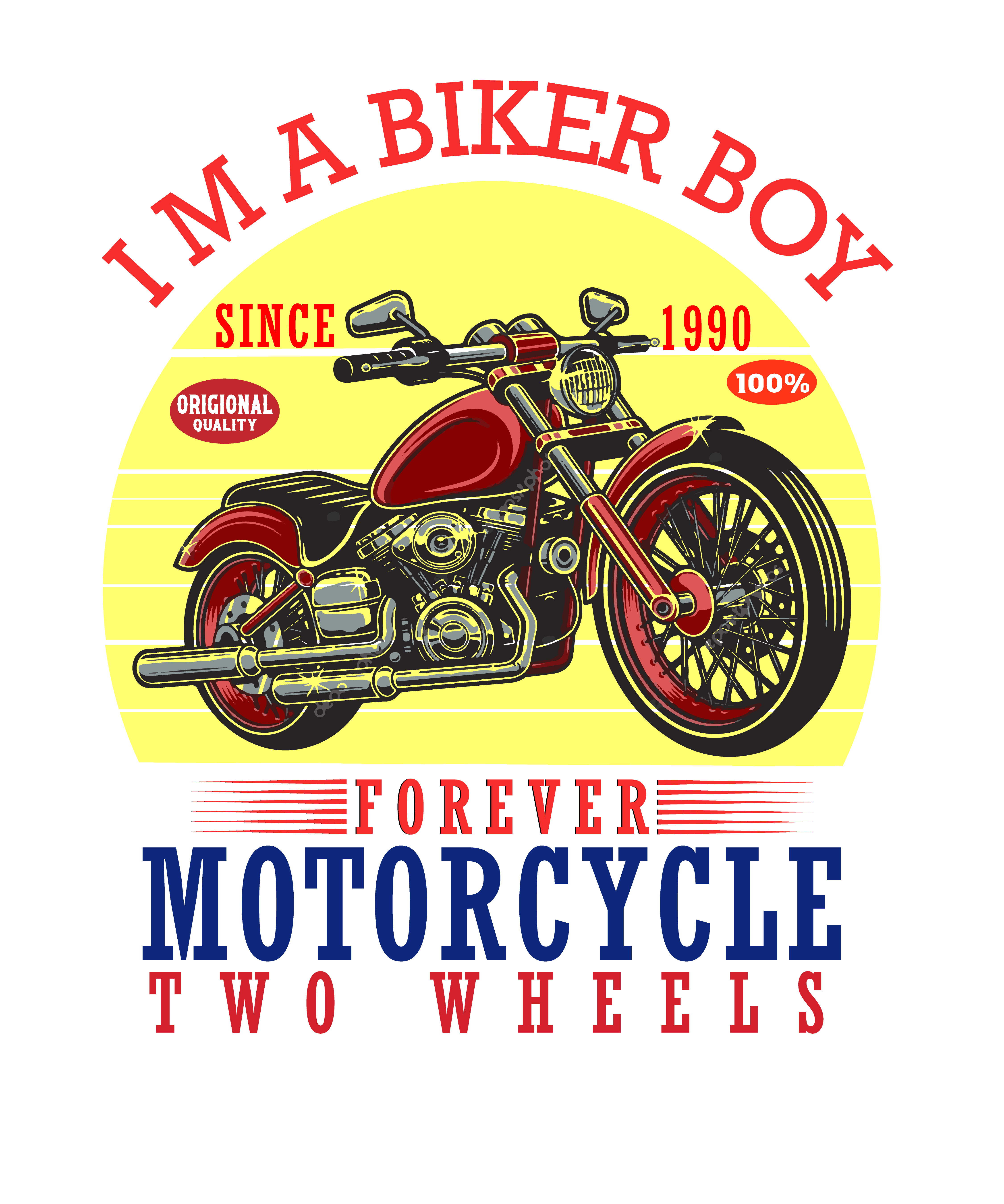 I’m a biker boy forever motorcycle two wheels since 1990 t shirt design