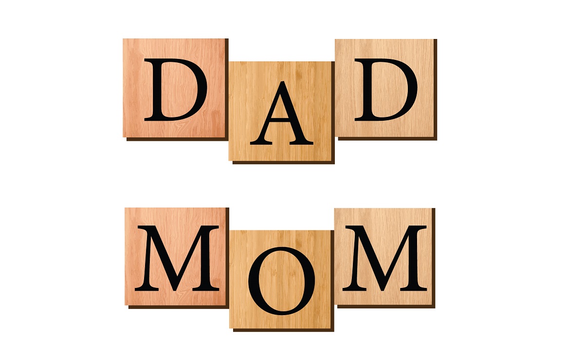 Mom Dad written on wooden blocks vector