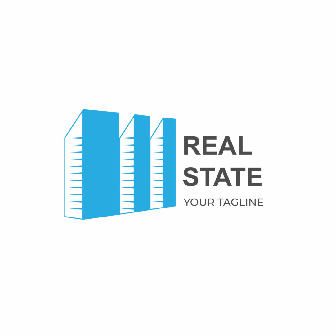 Real estate logo designs template with blue color