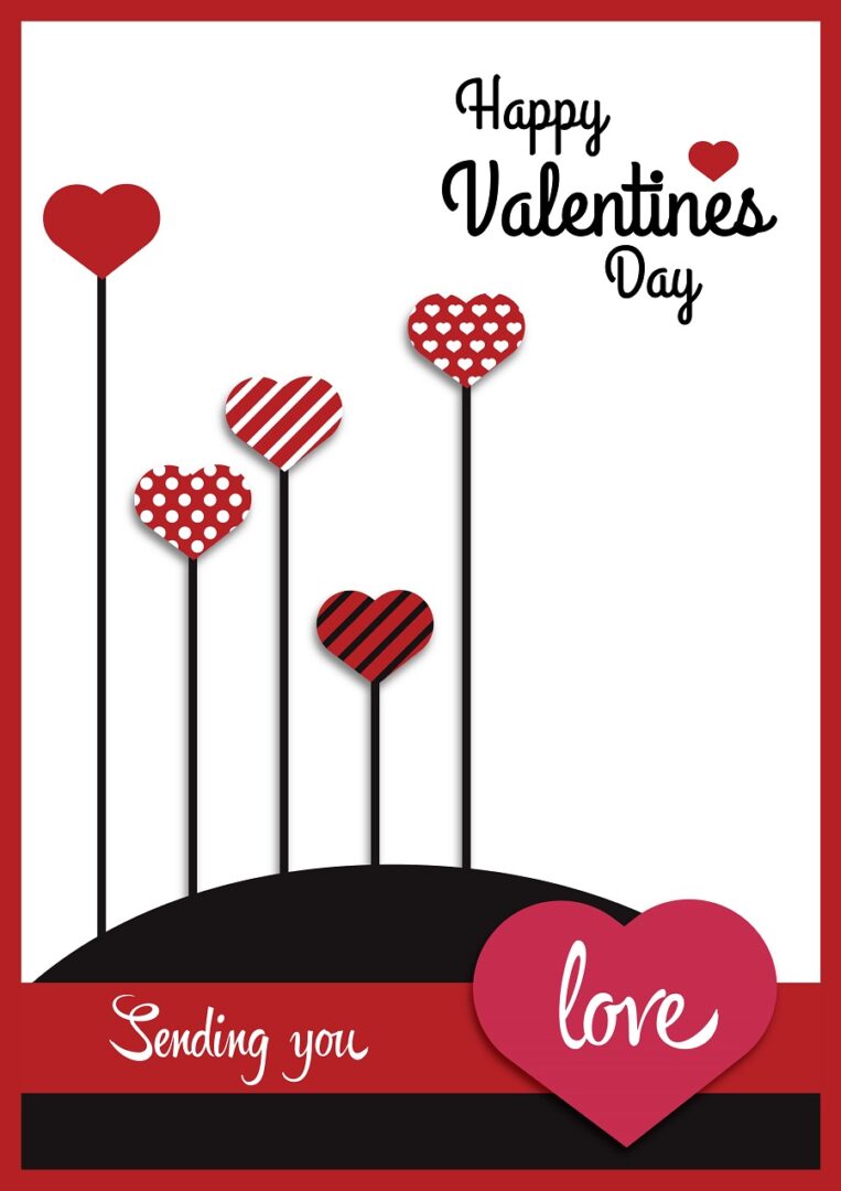Happy valentine’s day card design red heart