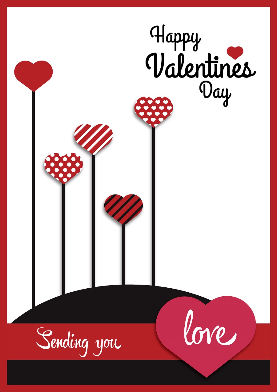 Happy valentine's day card design red heart