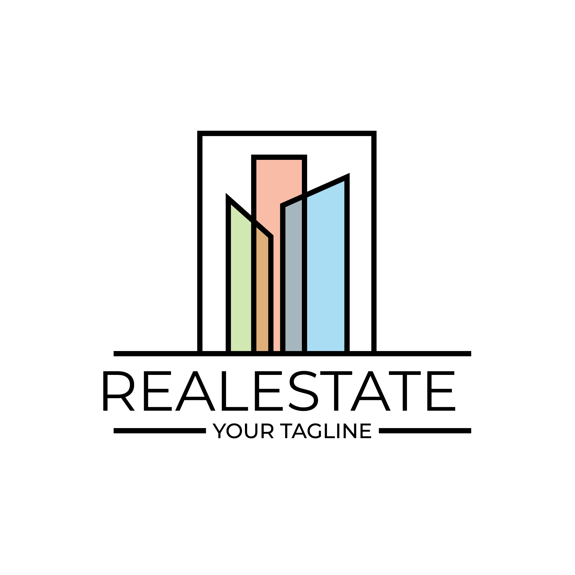 Modern real estate logo with building vector