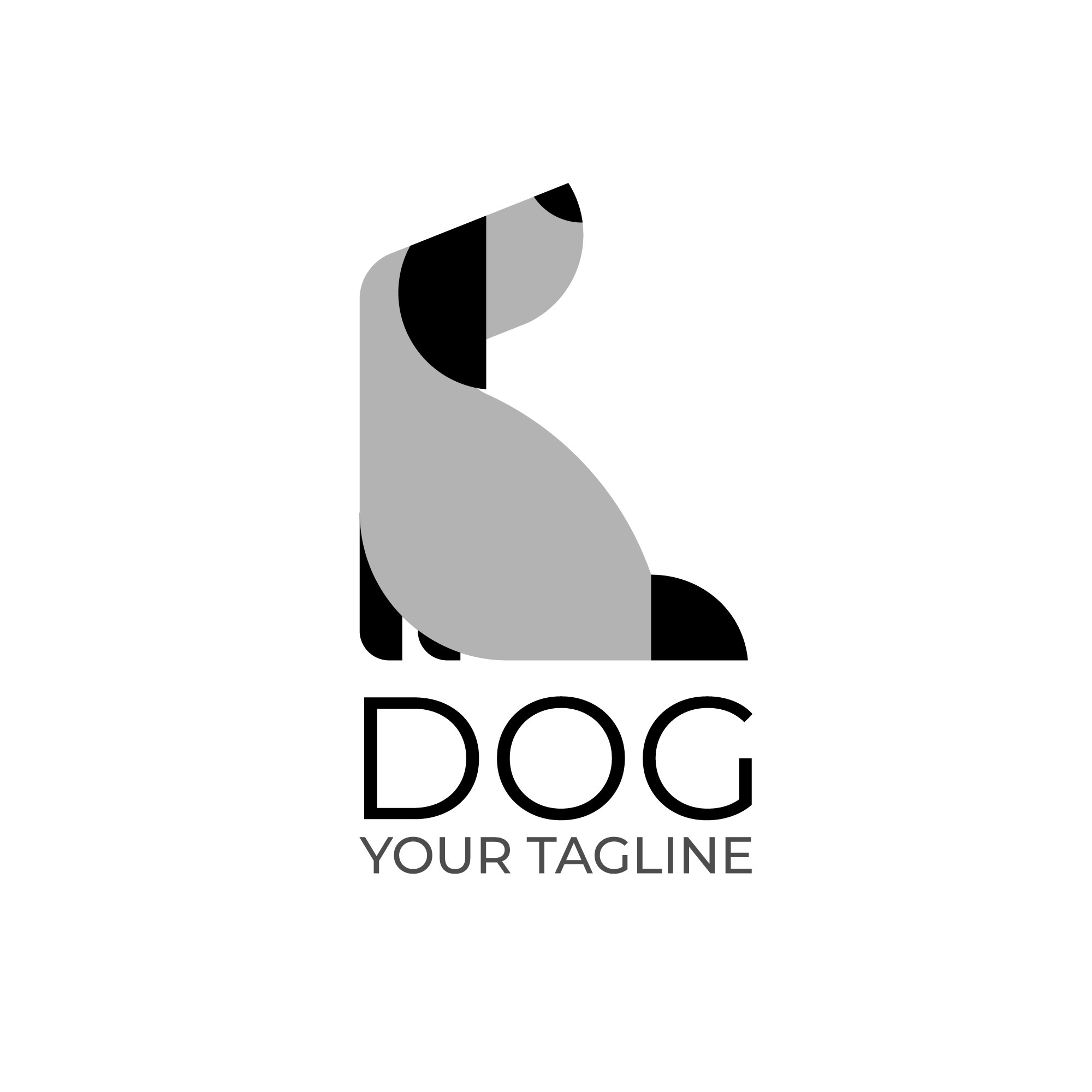 Beautiful Dog logo with black and grey color