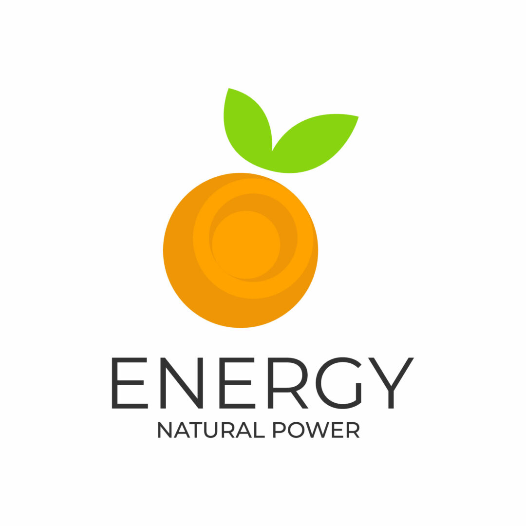 Natural power orange logo with leaves