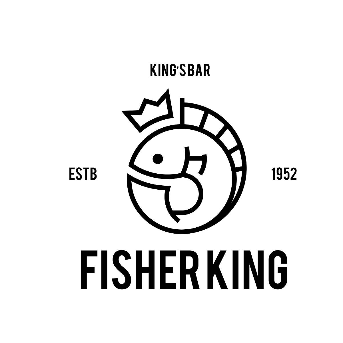 Fish line icon king fish logo