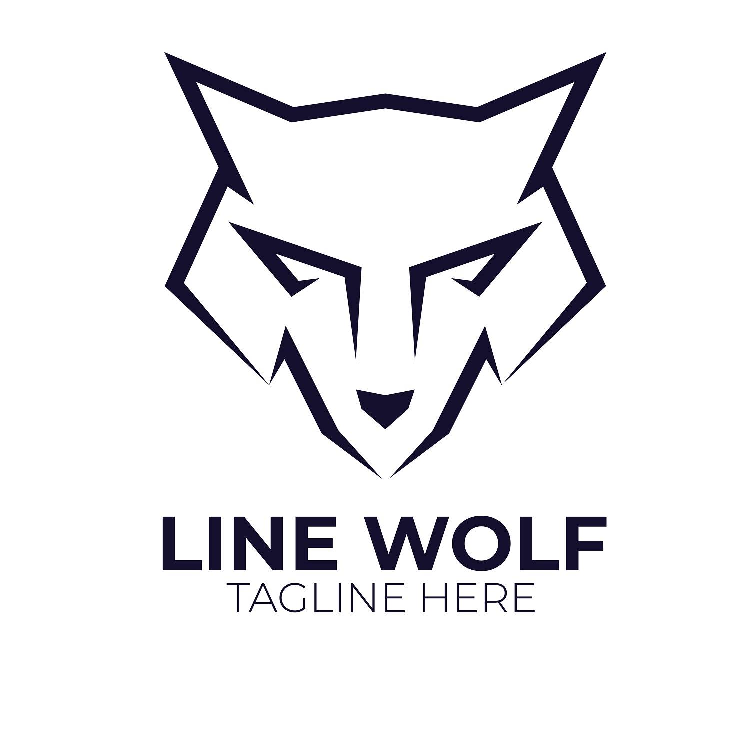 Line wolf face logo design