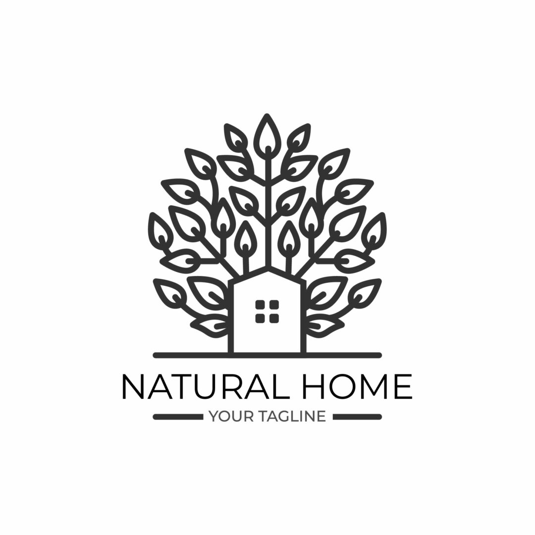 Natural home logo with tree and house vector