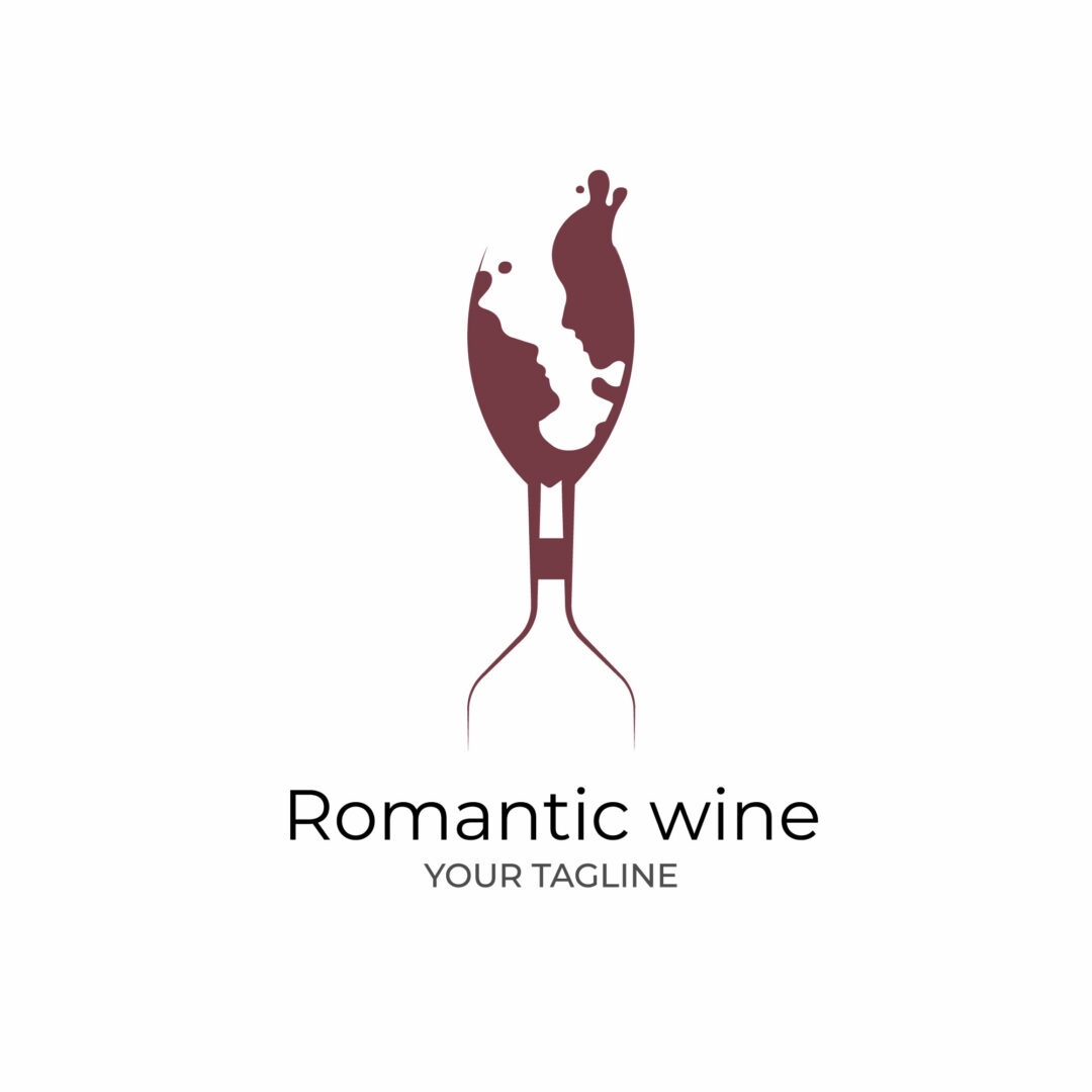 Romantic logo with glass of wine