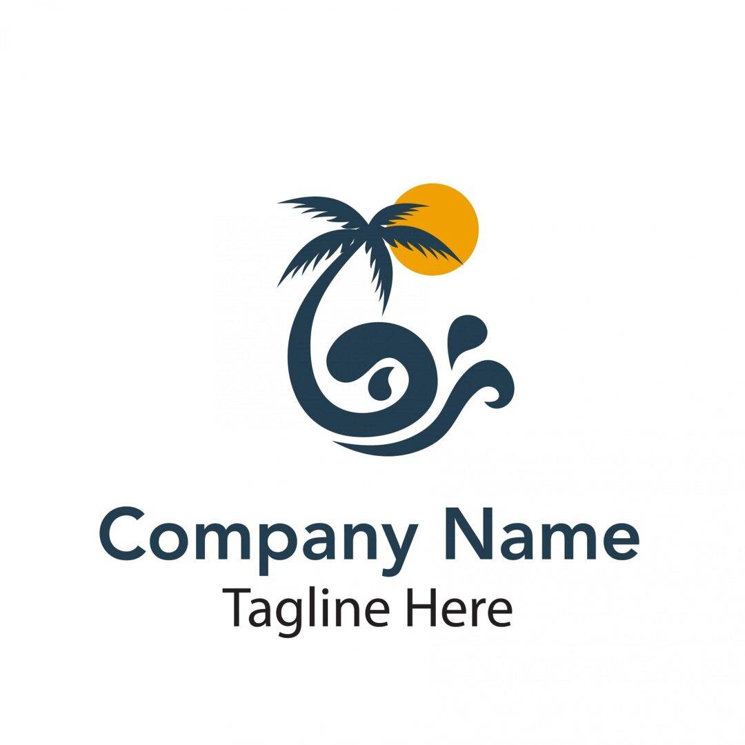Simple company logo of travel with sun and tree