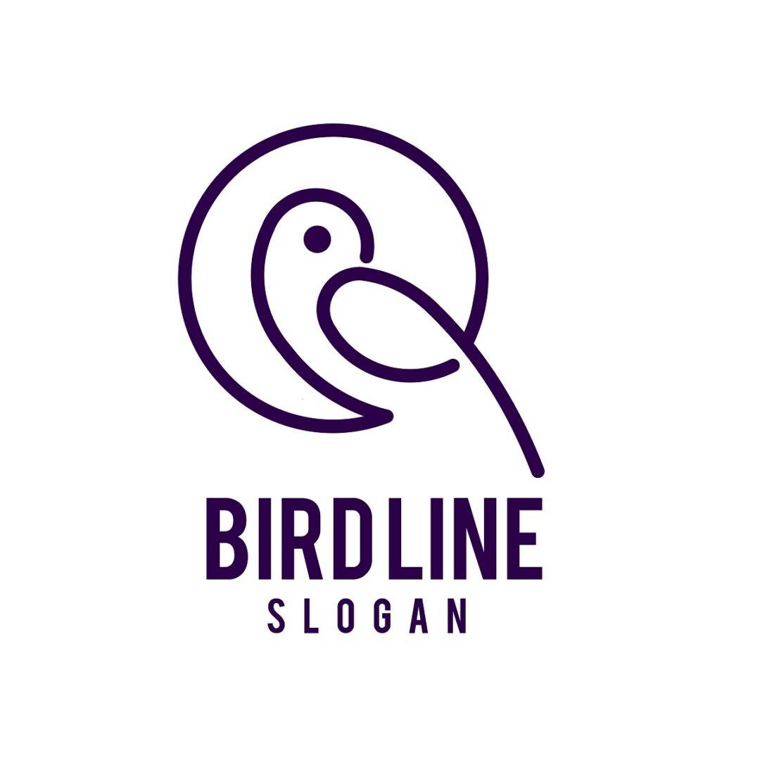 Sparrow face line icon bird logo