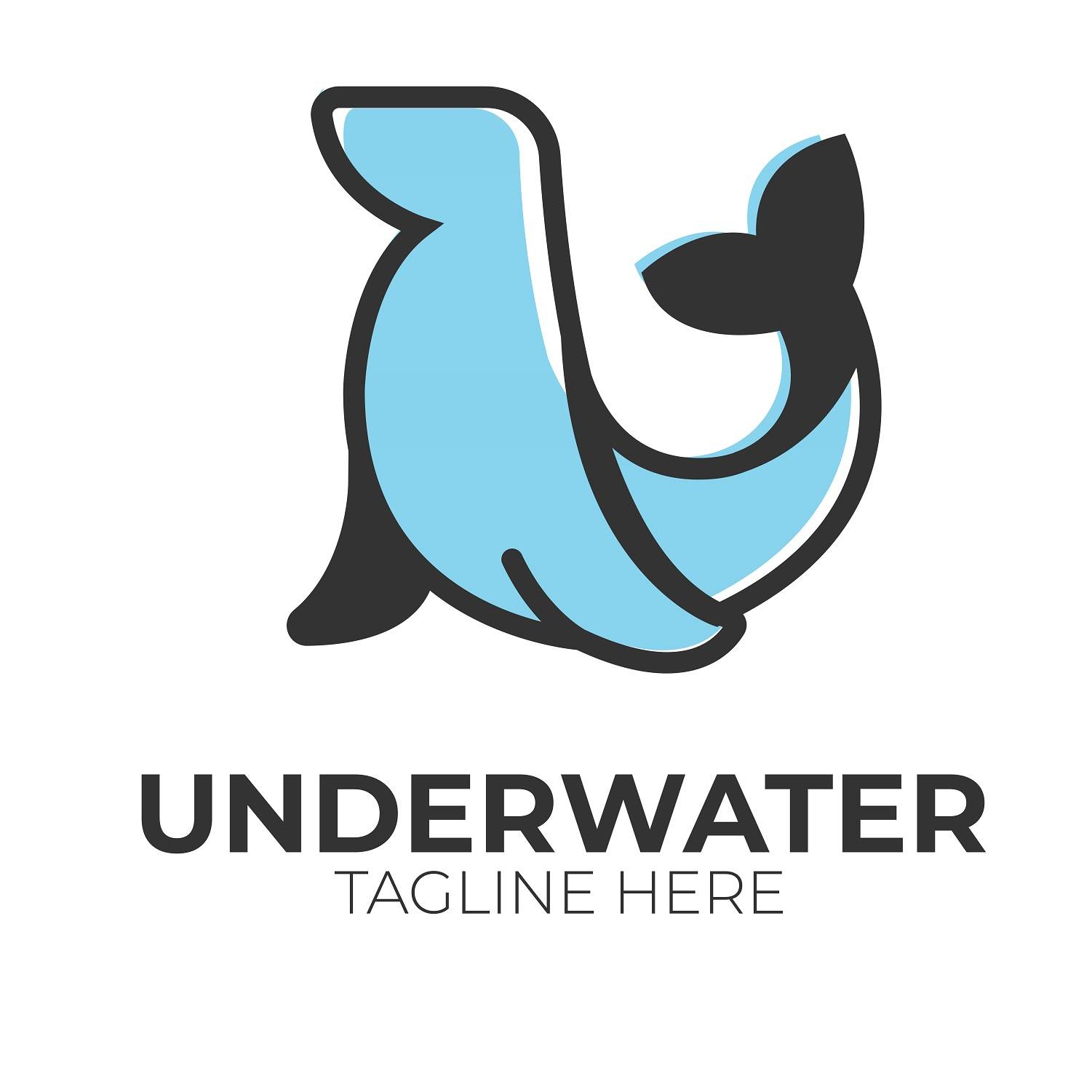 Underwater cute fish logo design