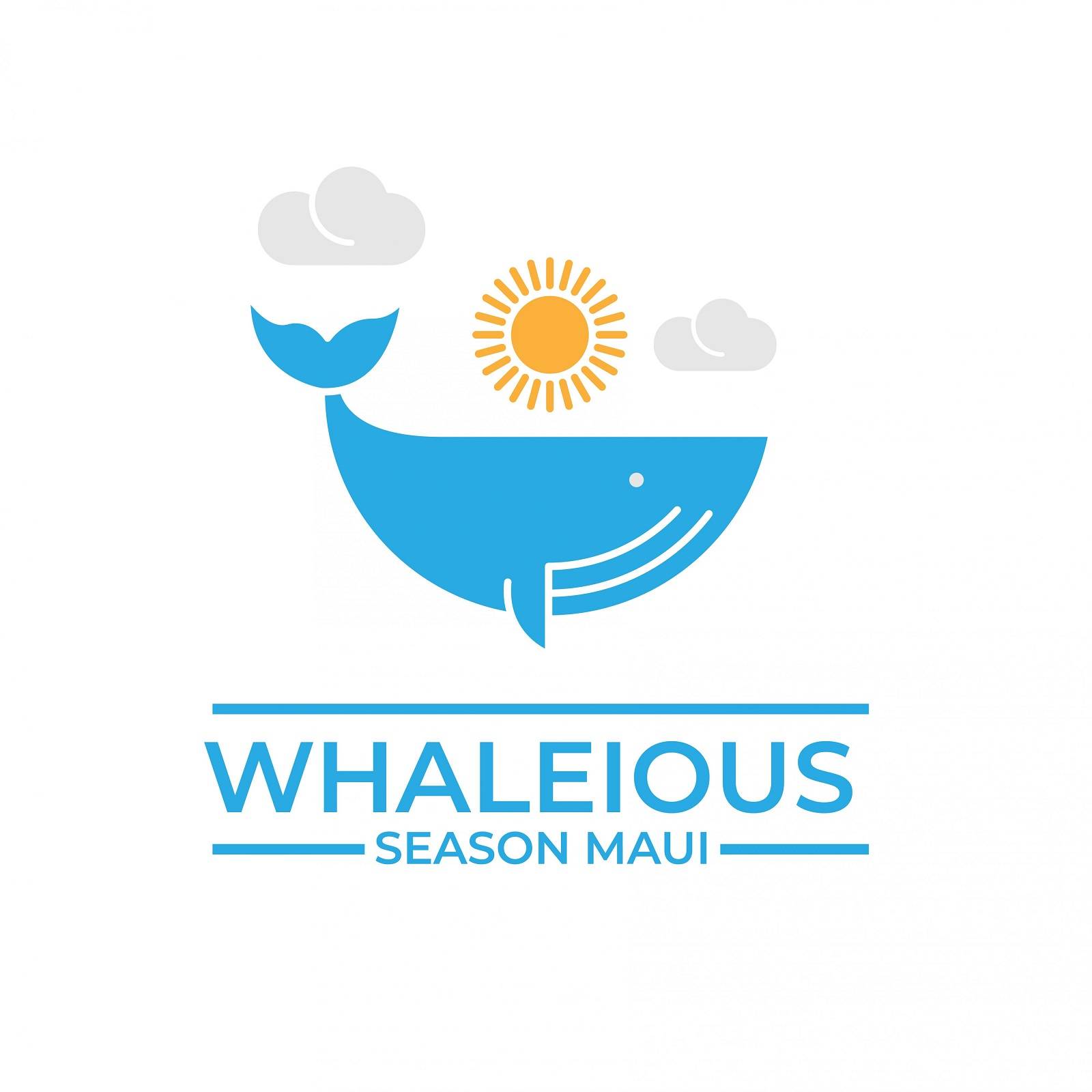 Whale logo with sun and cloud designs