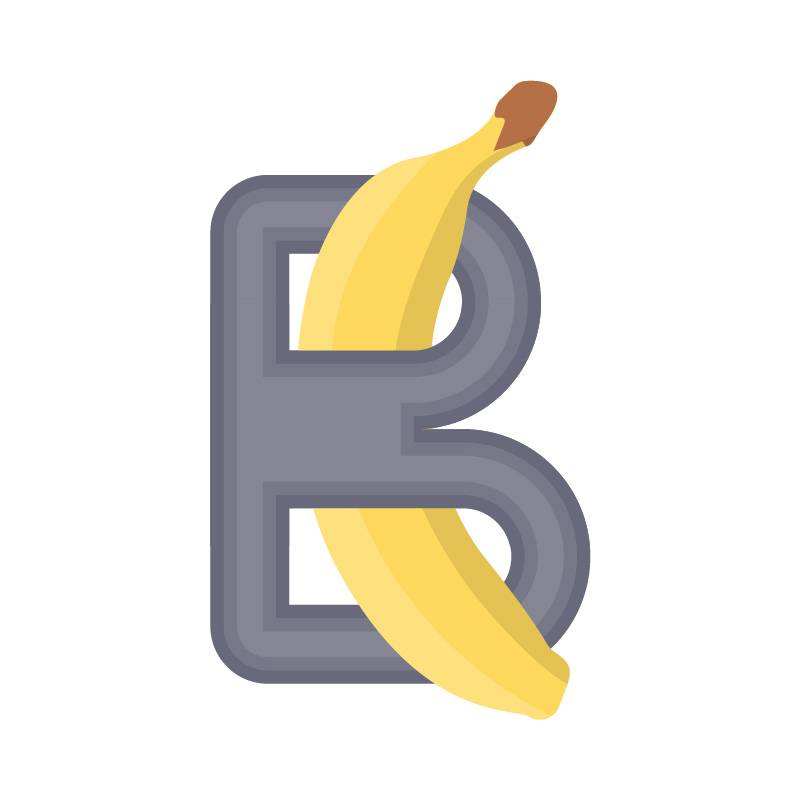 B alphabet banana fruit vector image