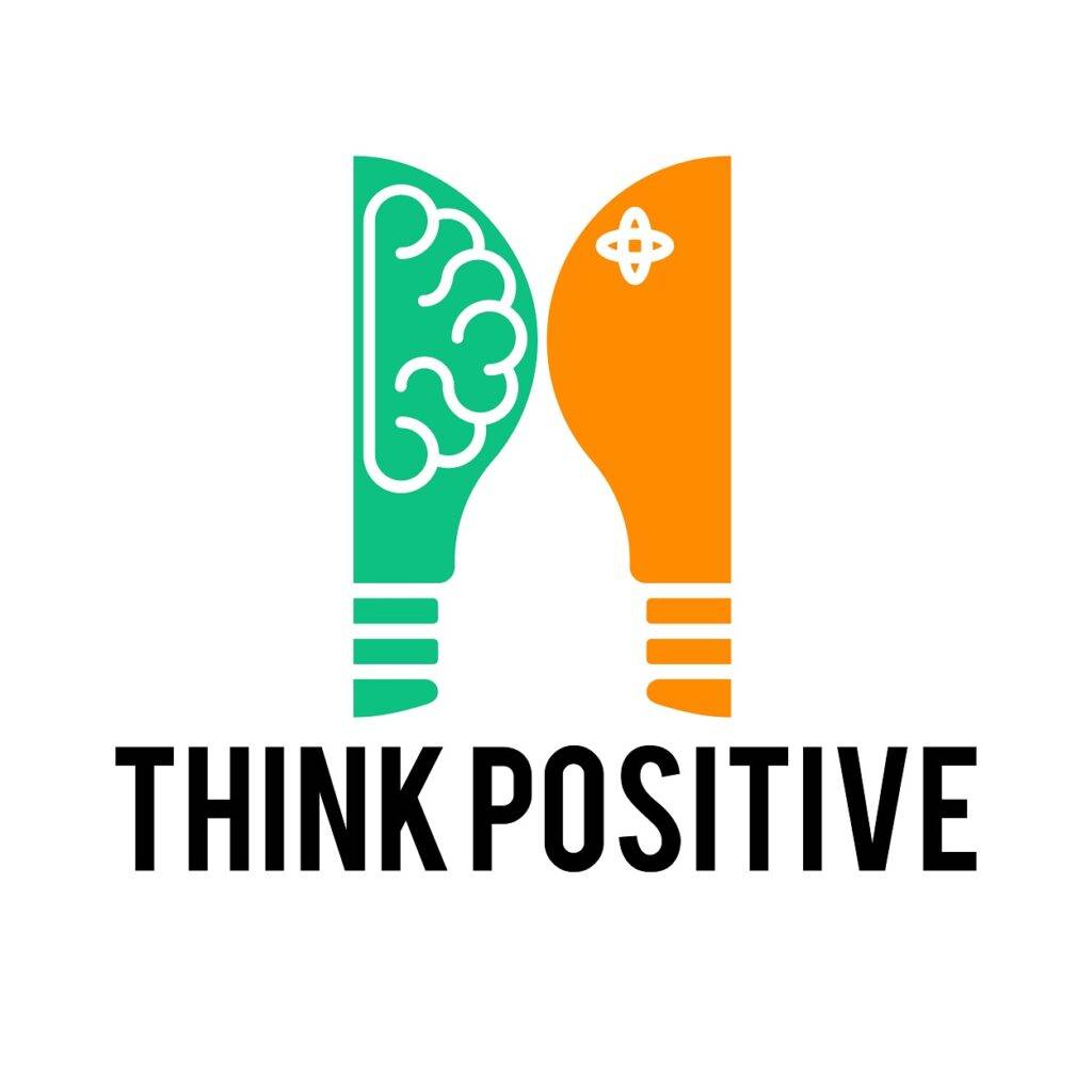 Think positive logo with brain icon