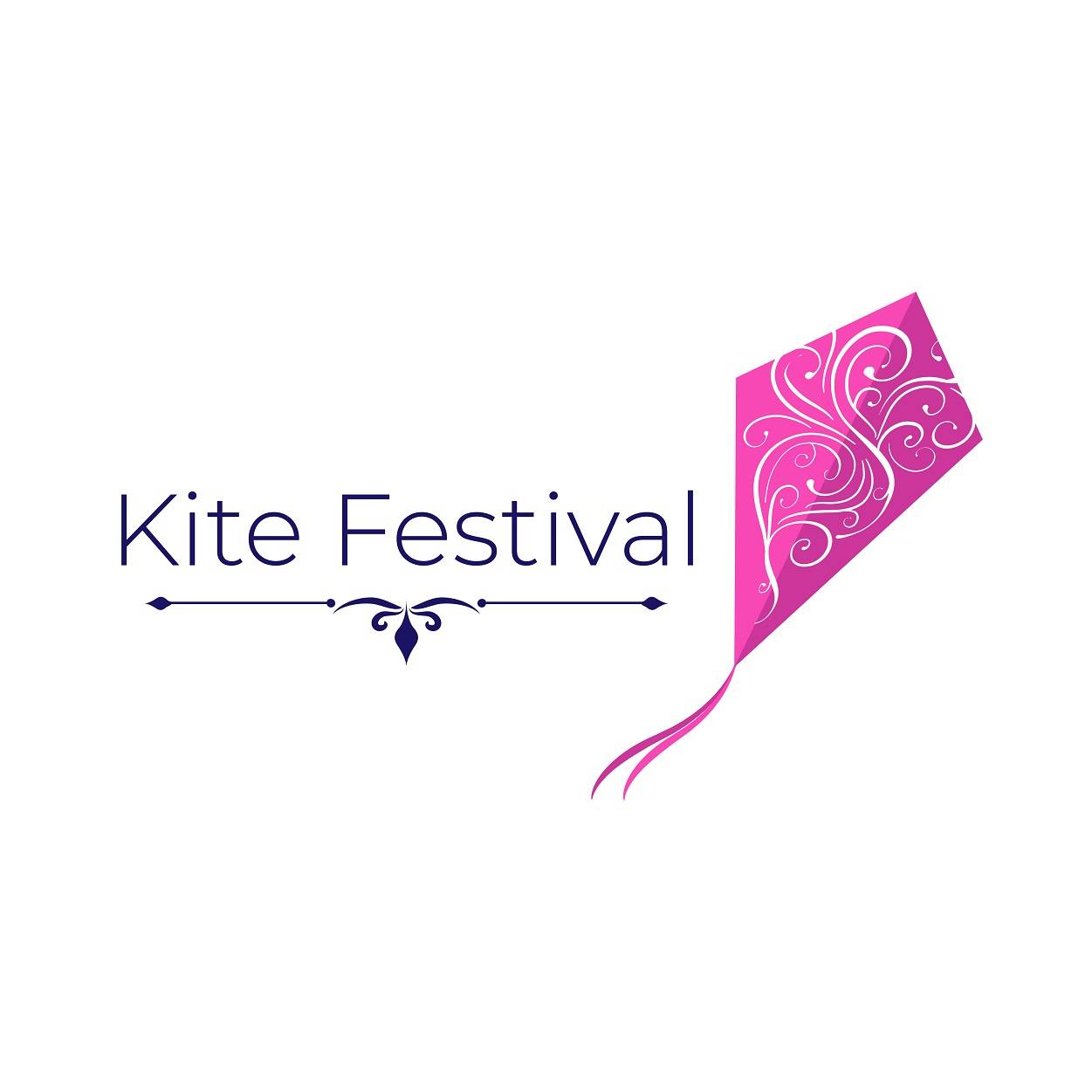 Kite festival logo with ornaments