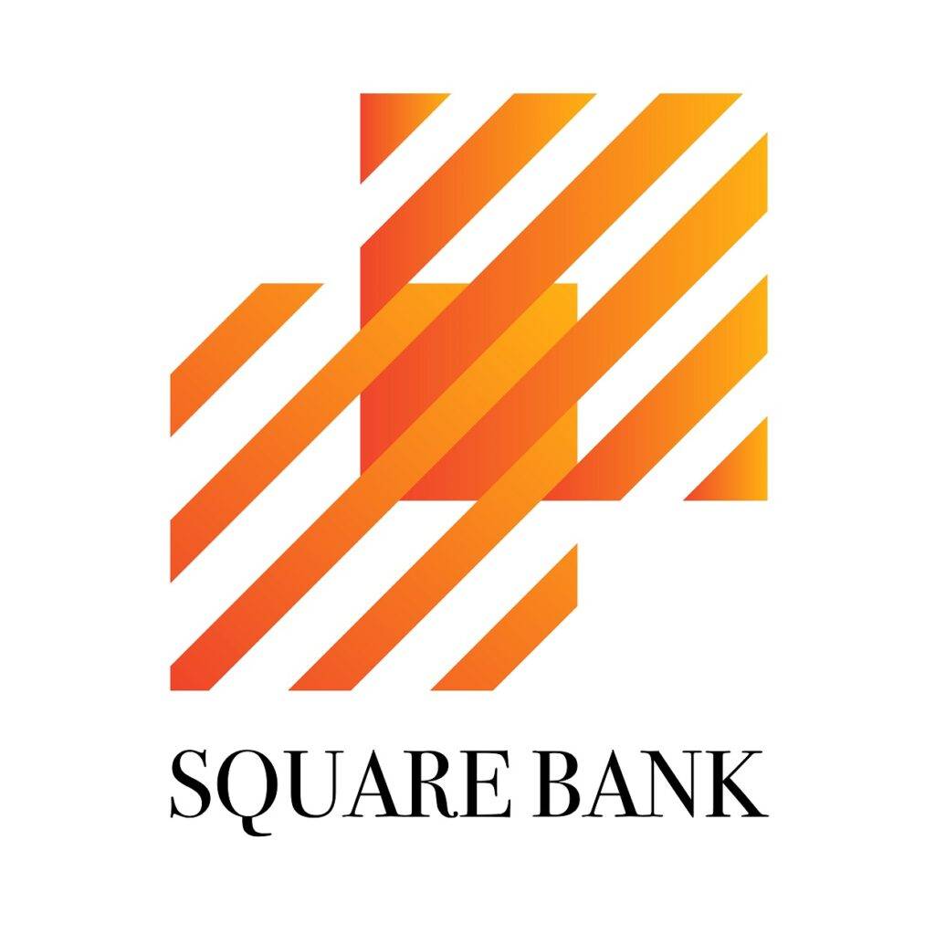 Square Bank logo design in orange color