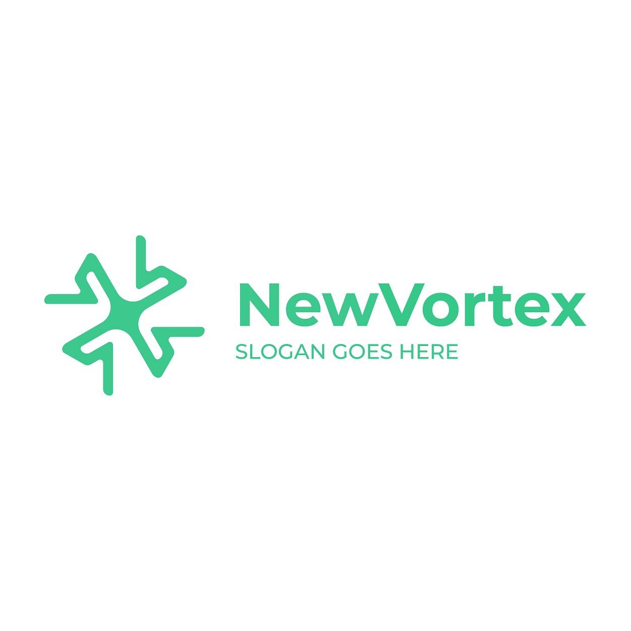 New Vortex abstract shape logo design in green color