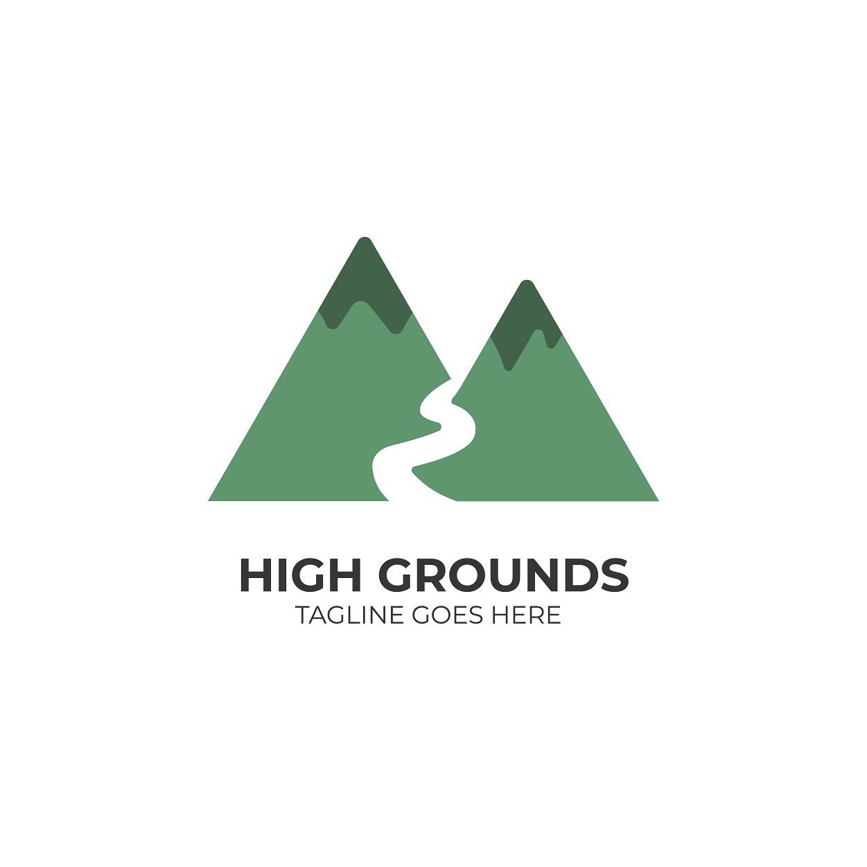 High grounds mountains vector logo in green color