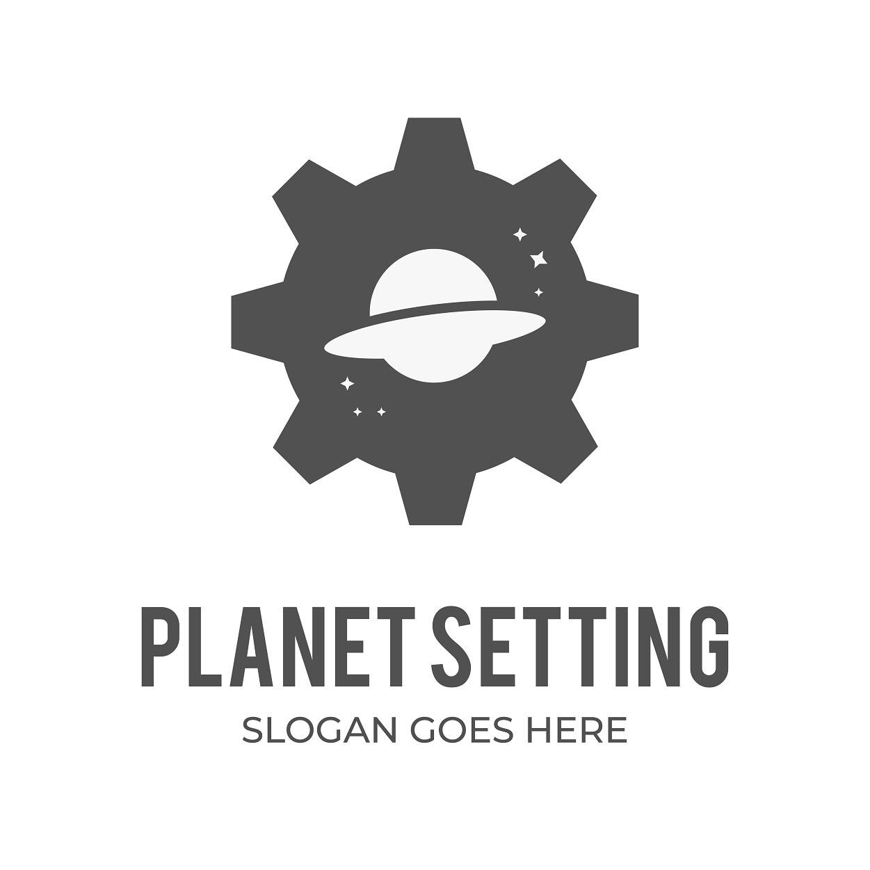 Planet and setting vector logo design