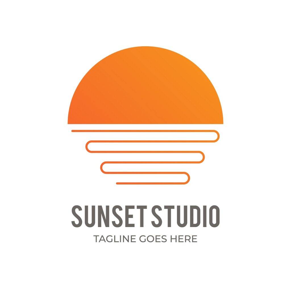 Sunset studio creative logo design in orange color