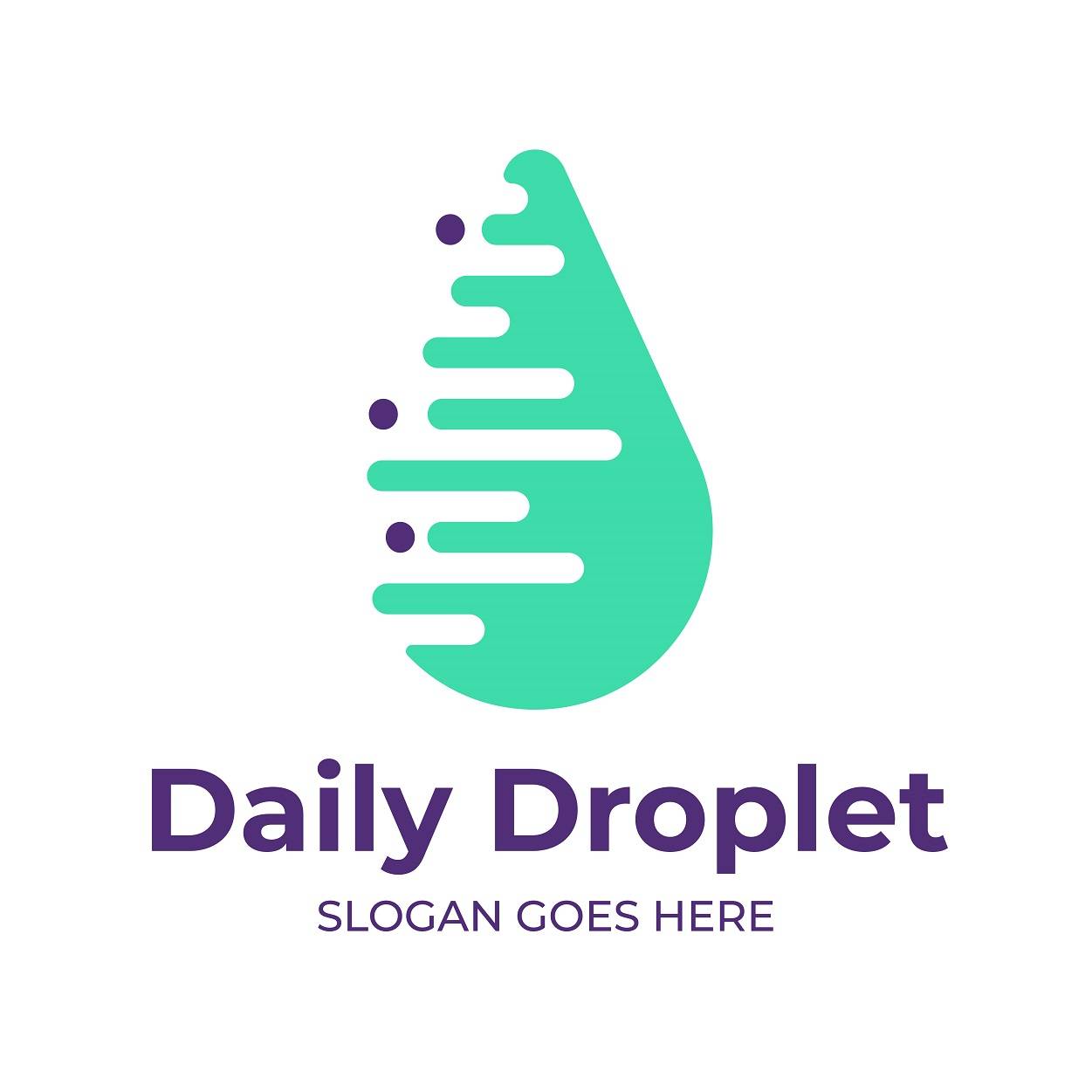 Daily droplet innovative logo design in green and navy blue color