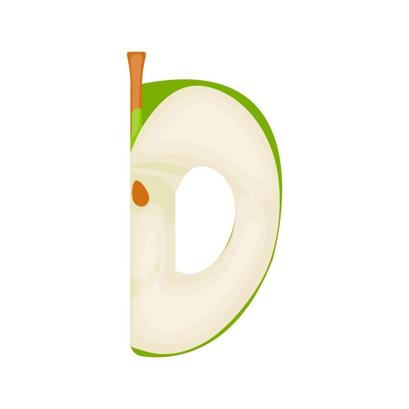 D alphabet apple fruit vector image