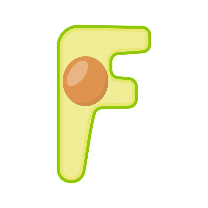 F alphabet avocado fruit vector image