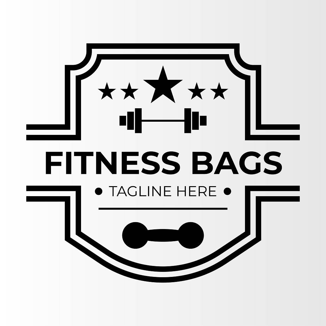 Fitness logo with dumbles vector