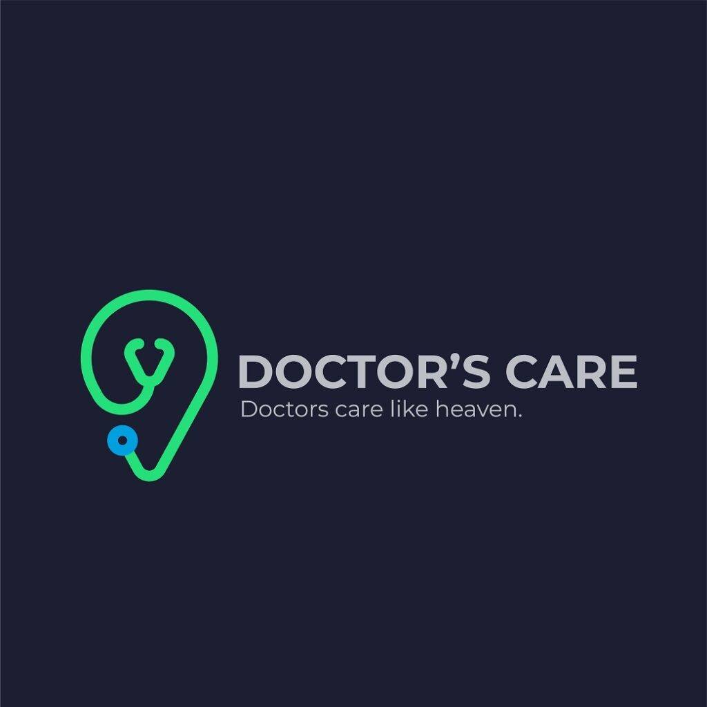 Doctors care logo with stethoscope vector