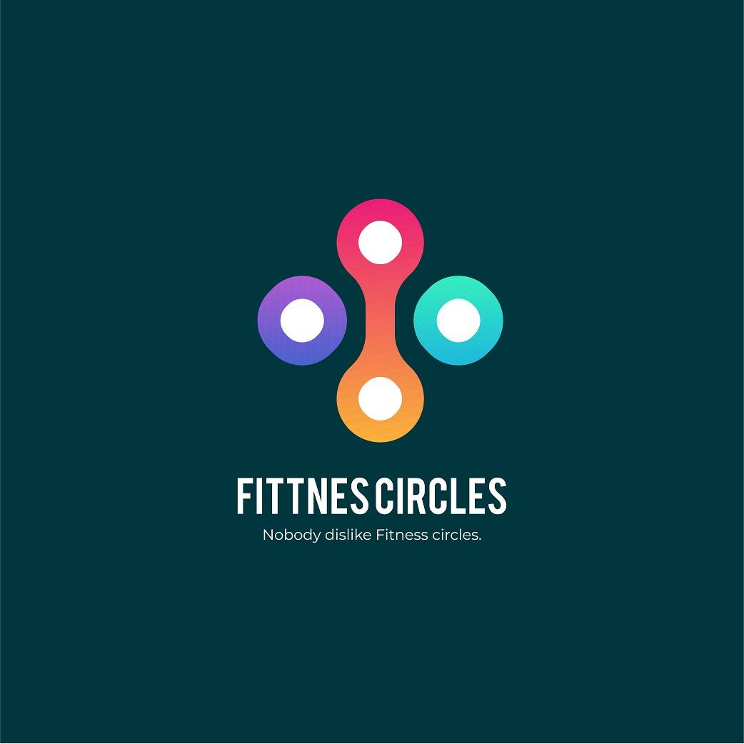 Fitness circle logo for community with geometric shapes