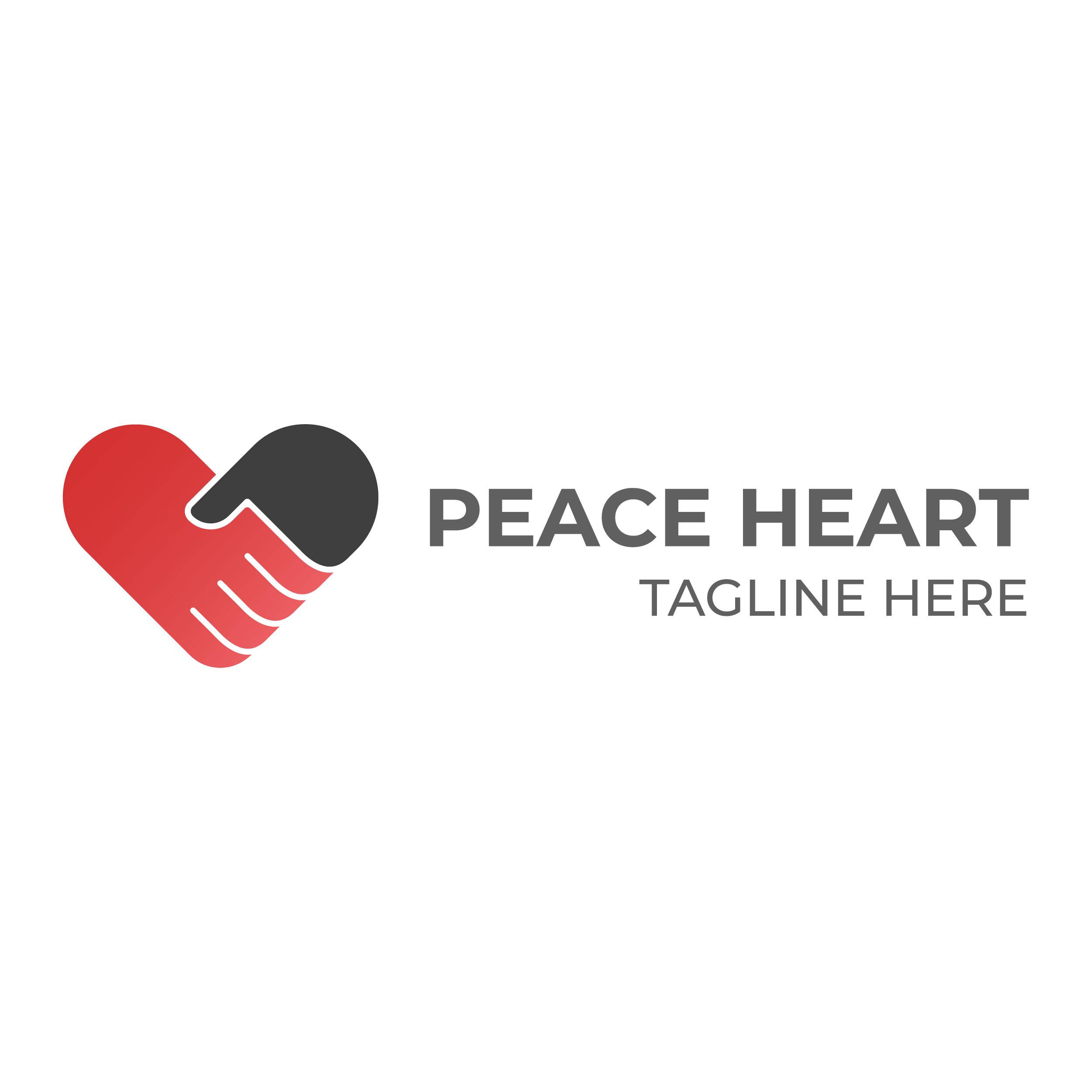 Heart shape logo with hand shaking