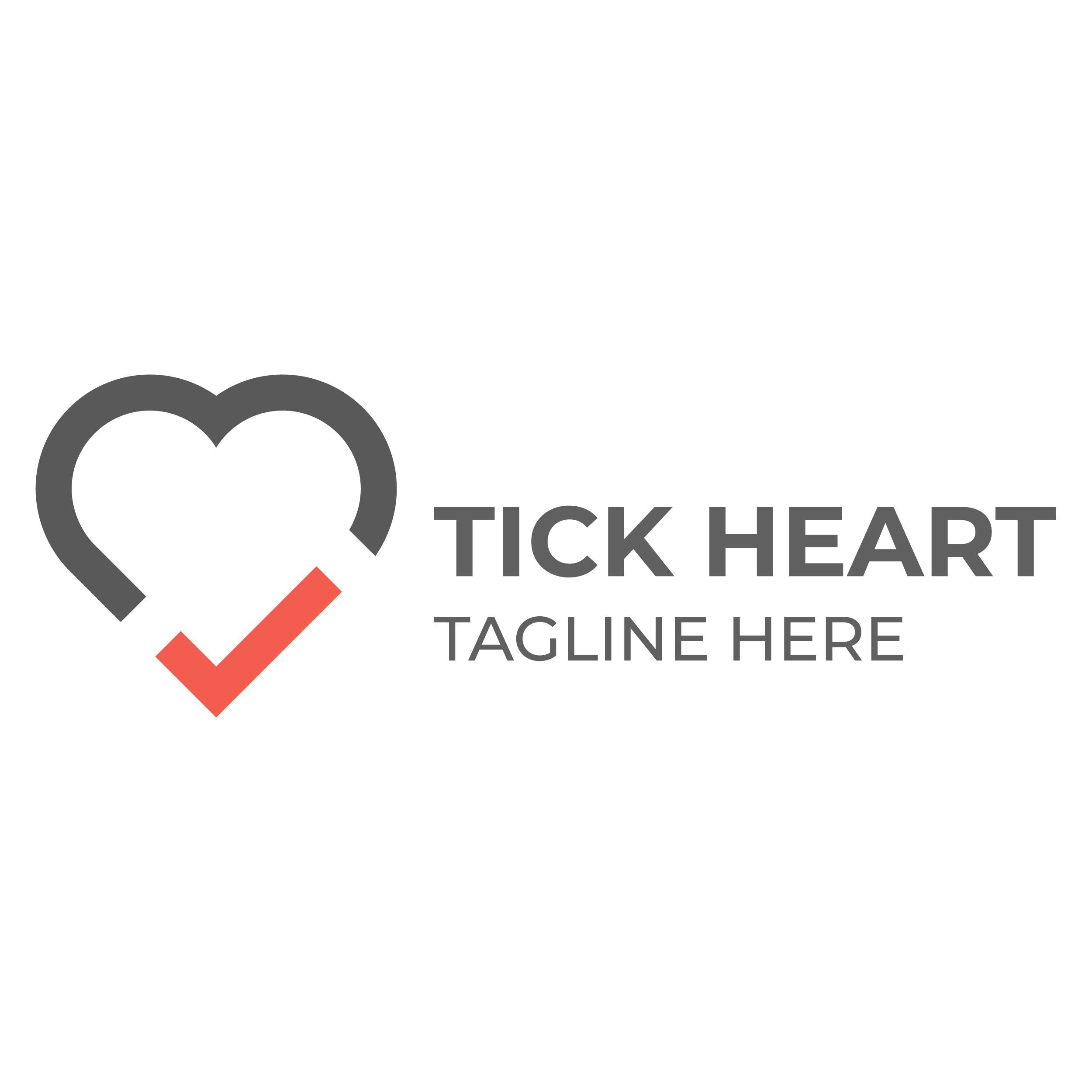 Heart health check logo with true mark sign