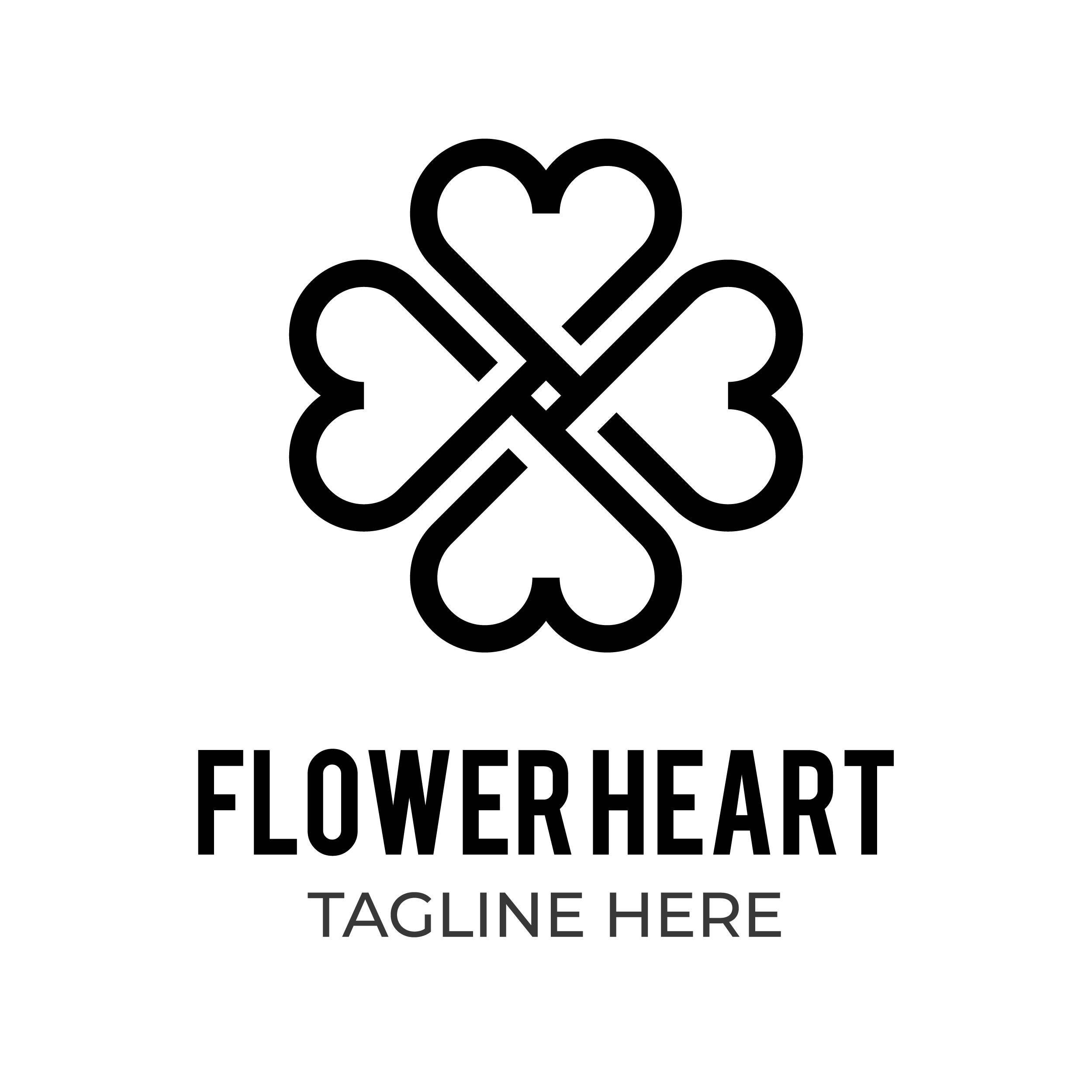 Flower logo in heart shape