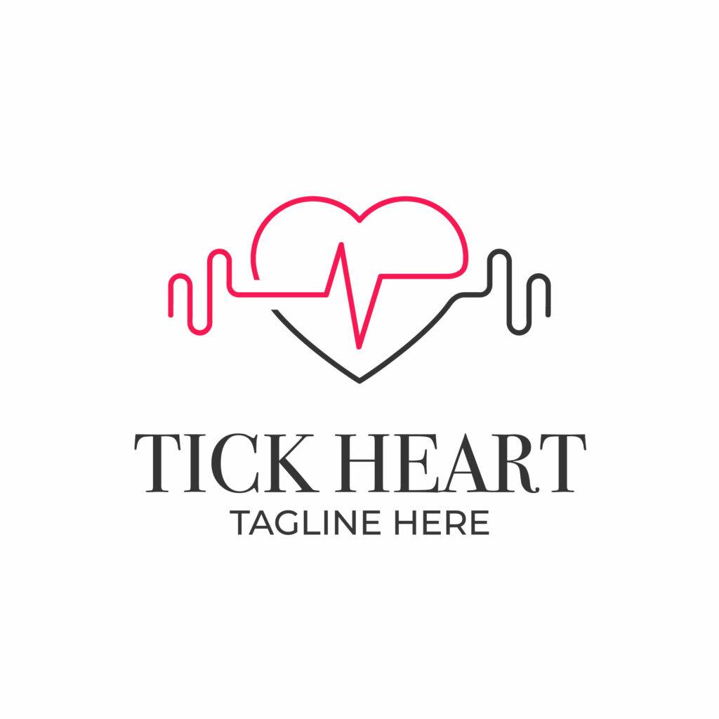 Heart logo with life line vector design