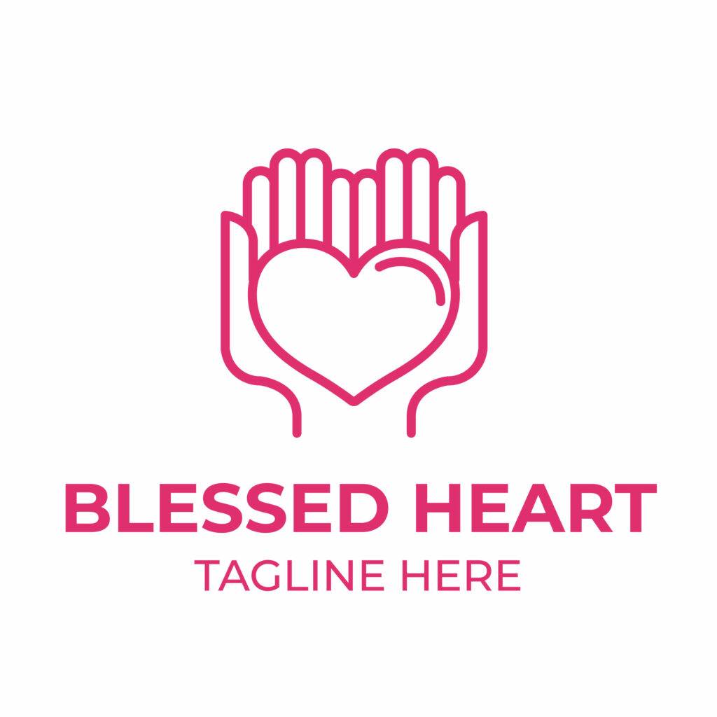 Heart in hand logo design