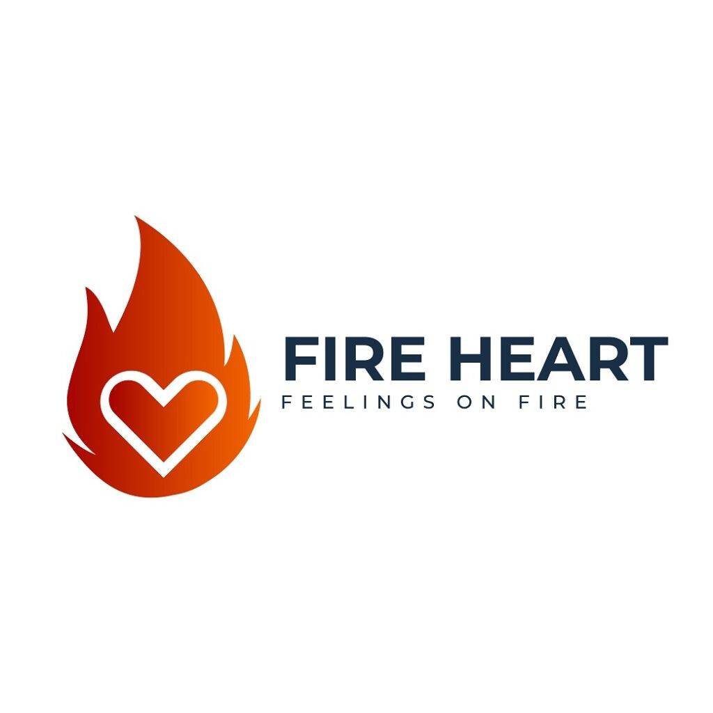 Heart on fire logo design template