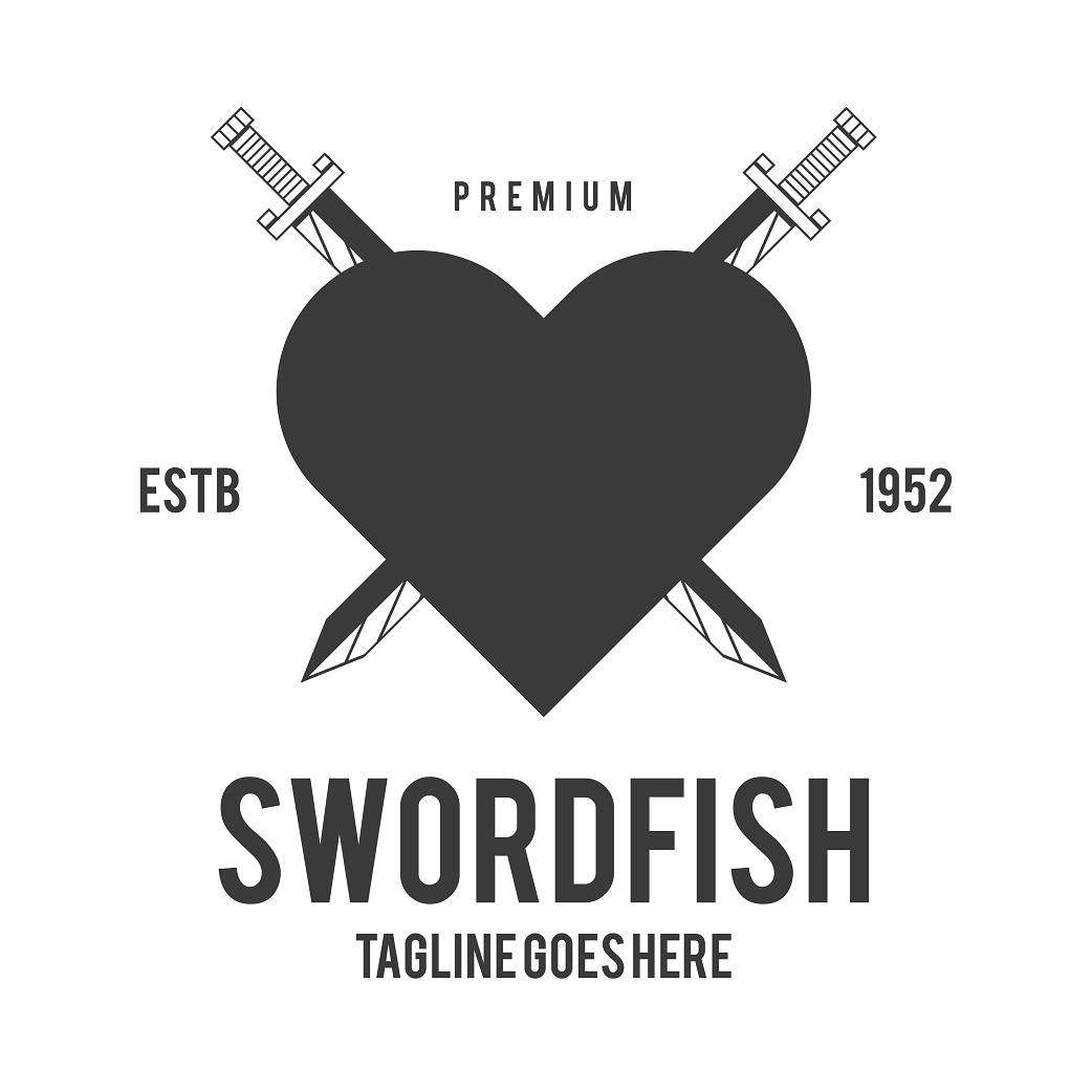Heart logo design with swords