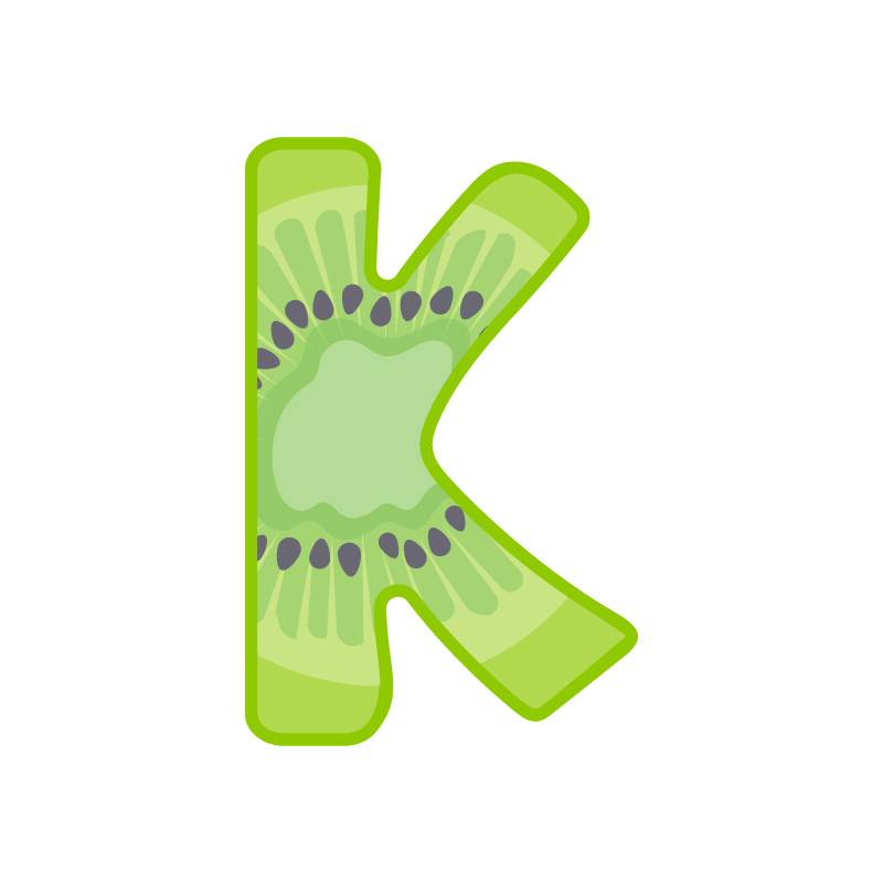 K alphabet kiwi fruit vector image