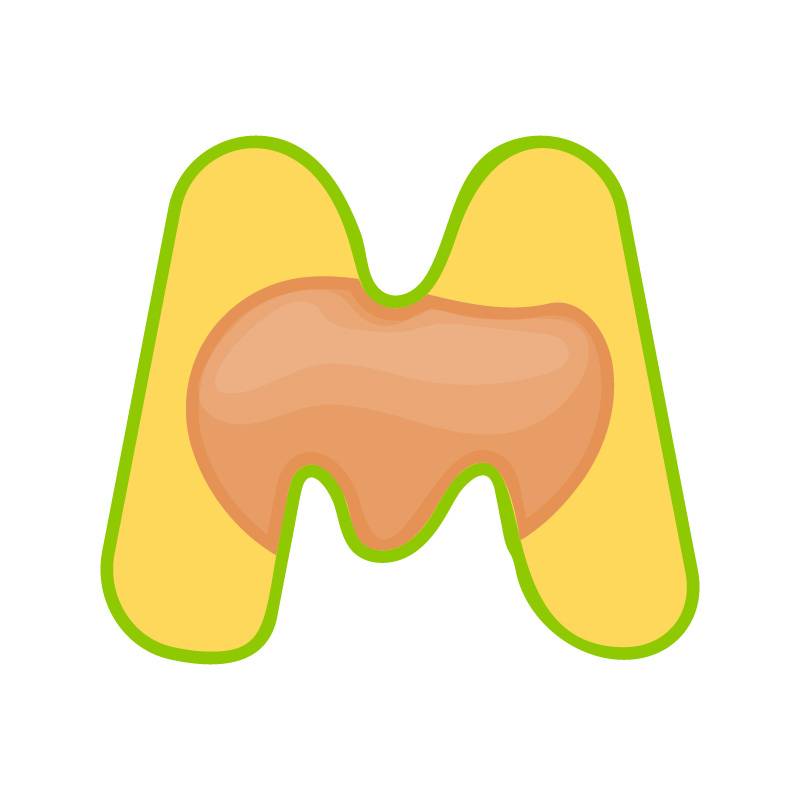 M alphabet melon fruit vector image