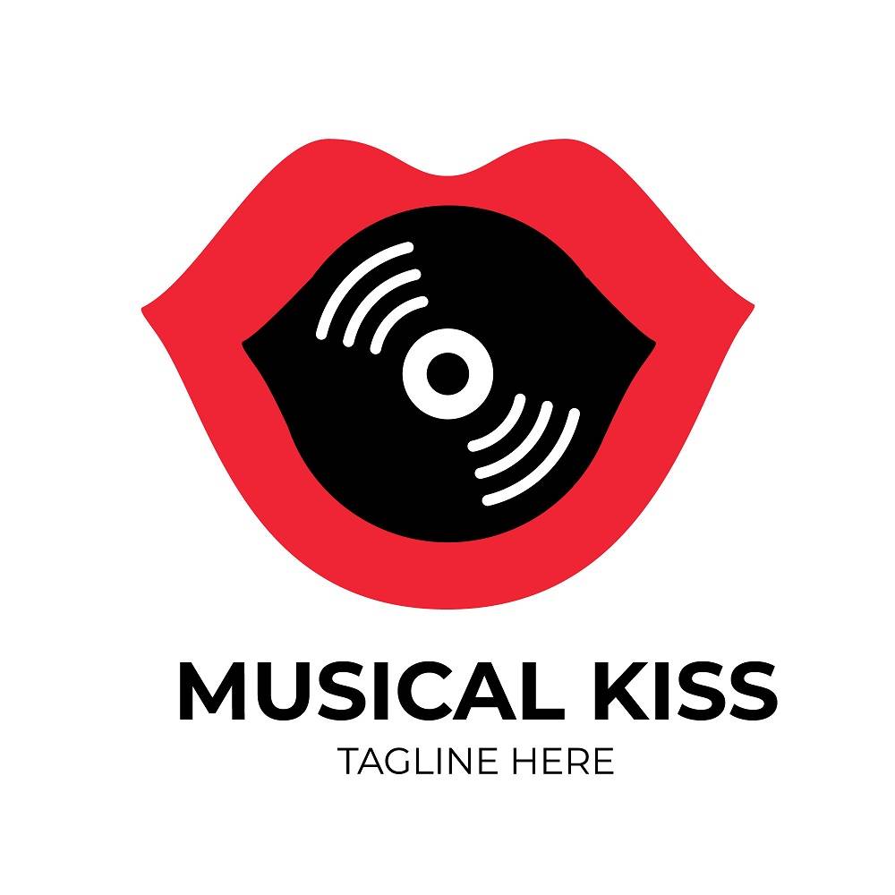 Music logo with lips vector