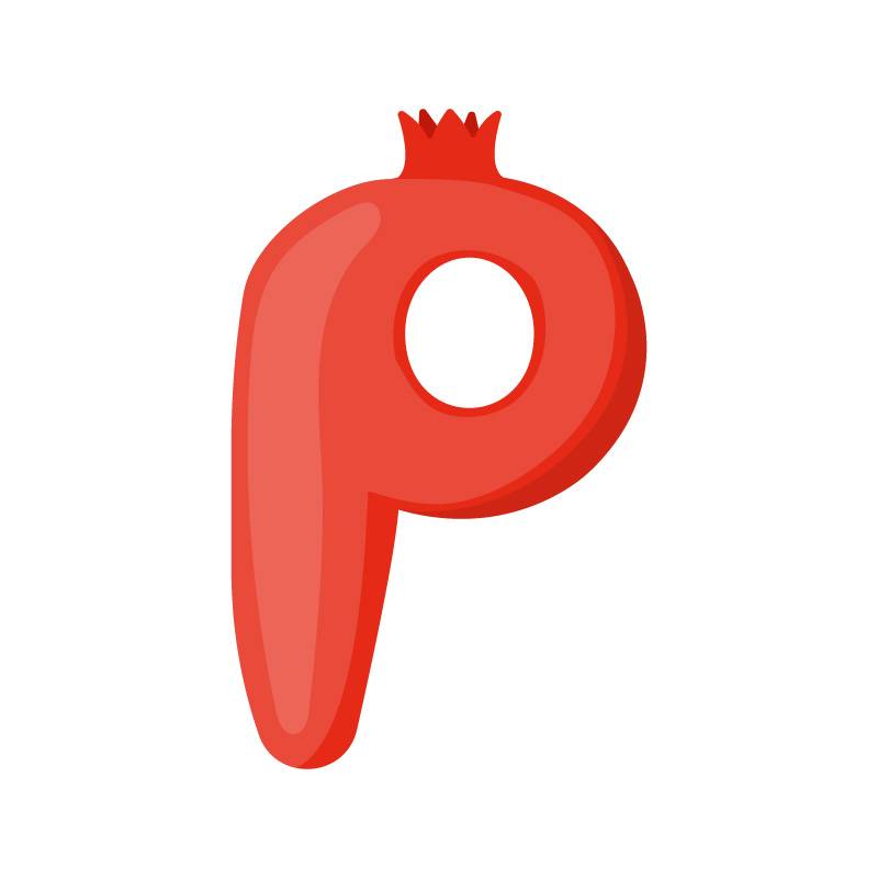 P alphabet pomegranate fruit vector image