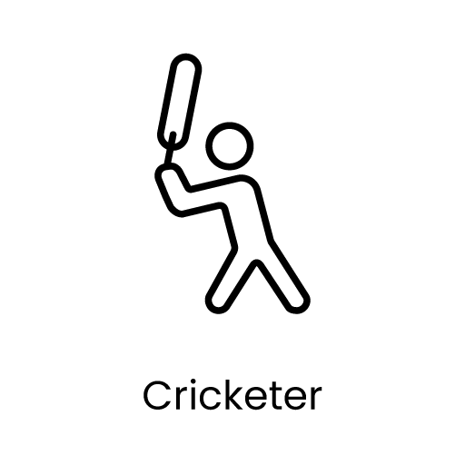 Cricketer line icon