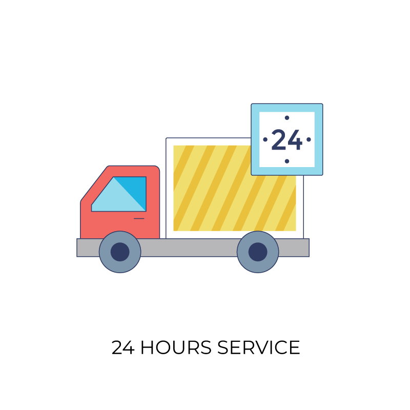 24 hours service flat color icon