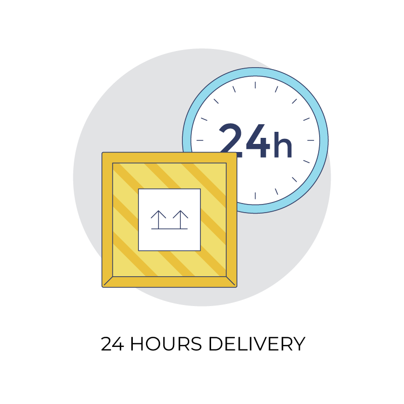 24 hours delivery flat color icon