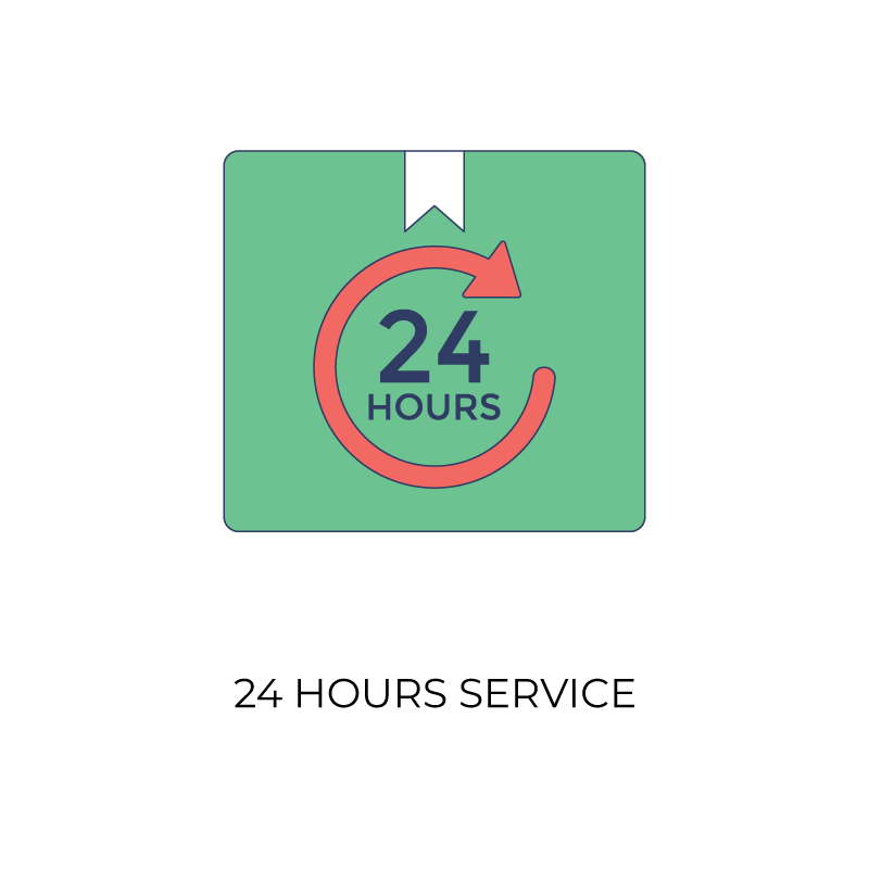 24 h service flat color icon