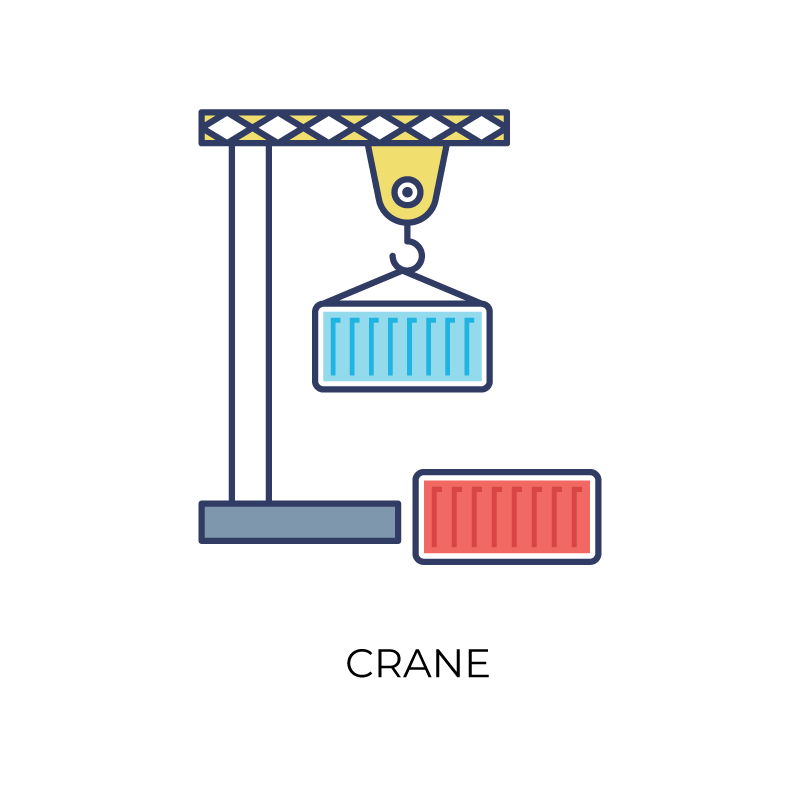 Crane loading container flat color icon